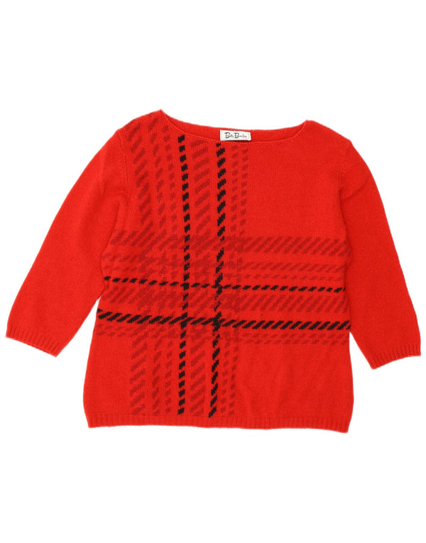 BETTY BARCLAY Womens Crop Boat Neck Jumper Sweater UK 16 Large  Red