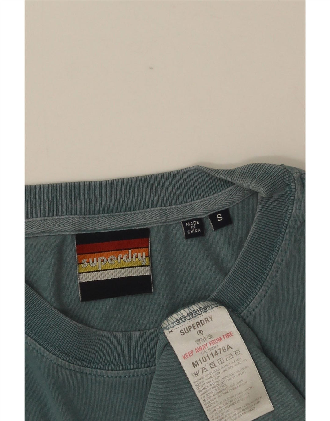 SUPERDRY Męski T-shirt z grafiką, mały, niebieski, bawełniany