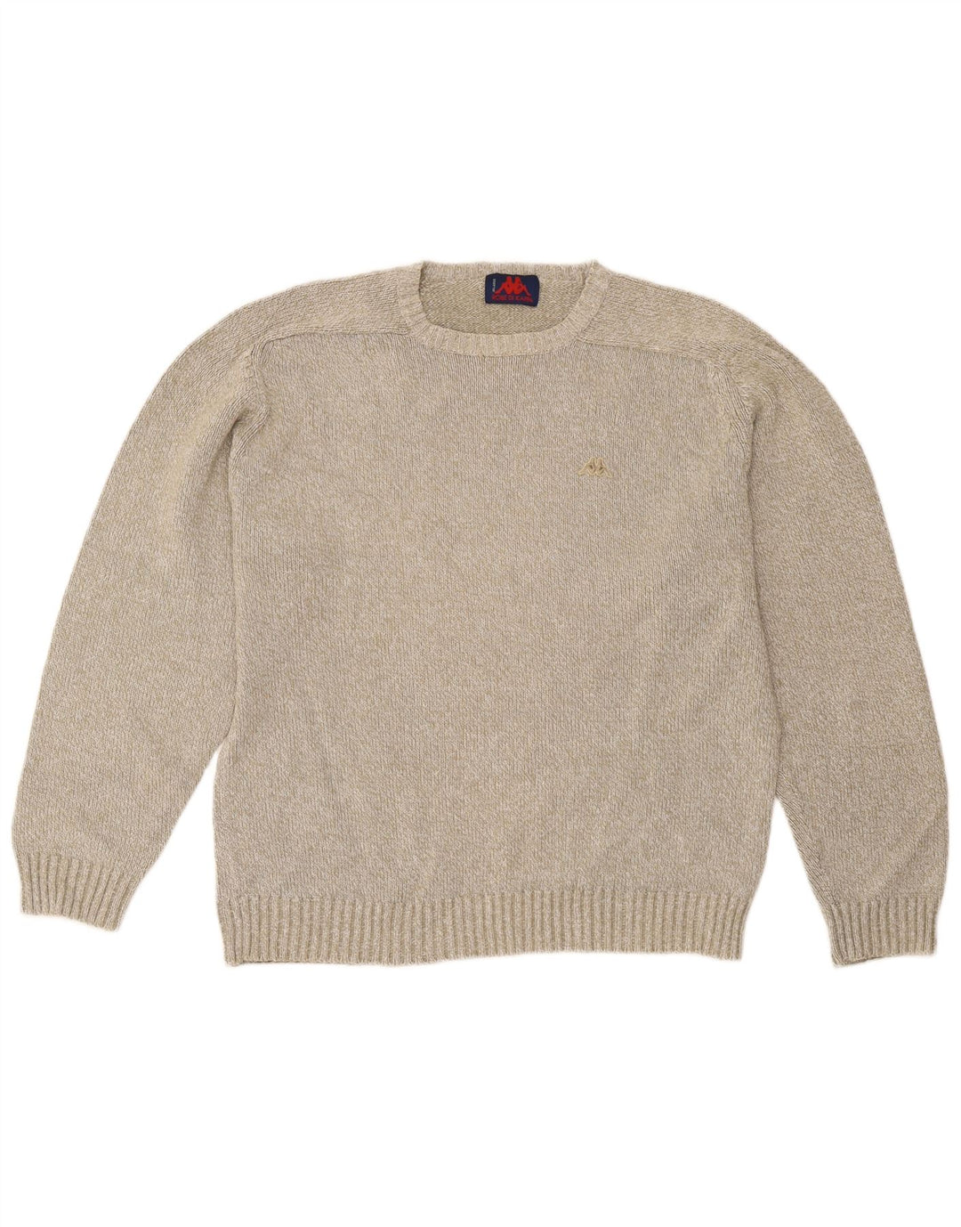 Męski sweter Kappa z okrągłym dekoltem, duży, beżowy, bawełniany