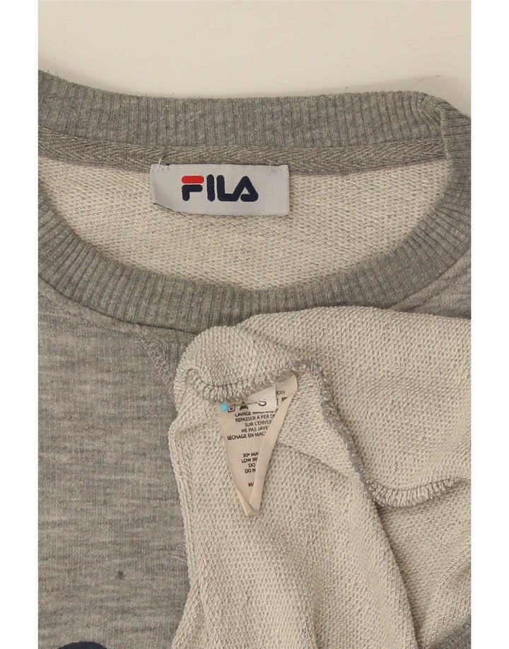 Męska bluza z grafiką Fila, mała, szara, nakrapiana bawełna