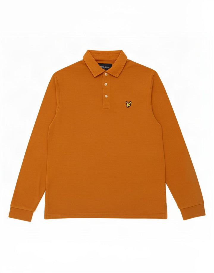 Męska koszulka polo z długim rękawem Lyle & Scott, średnia, pomarańczowa, bawełniana