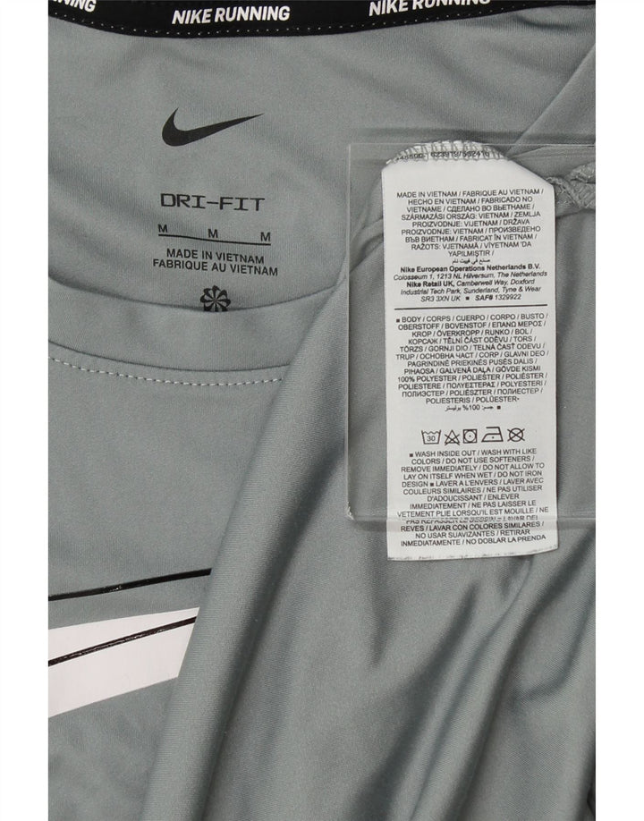 NIKE Womens Dri Fit Graphic T-Shirt Top UK 12 Medium Grey Polyester Vintage Nike and Second-Hand Nike from Messina Hembry 
