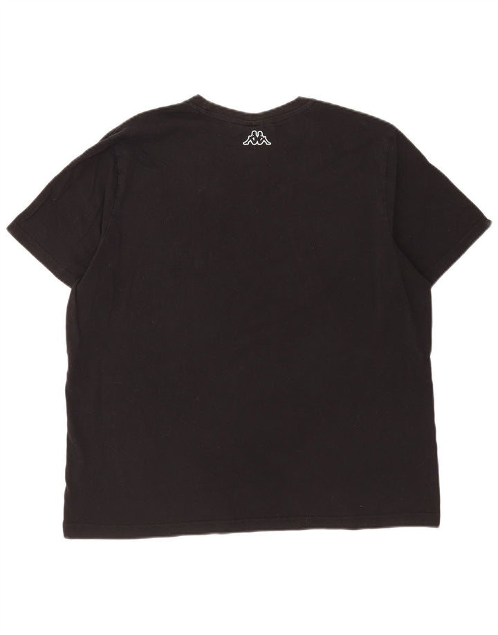 Męski T-shirt z grafiką Kappa, duży, czarny, bawełniany