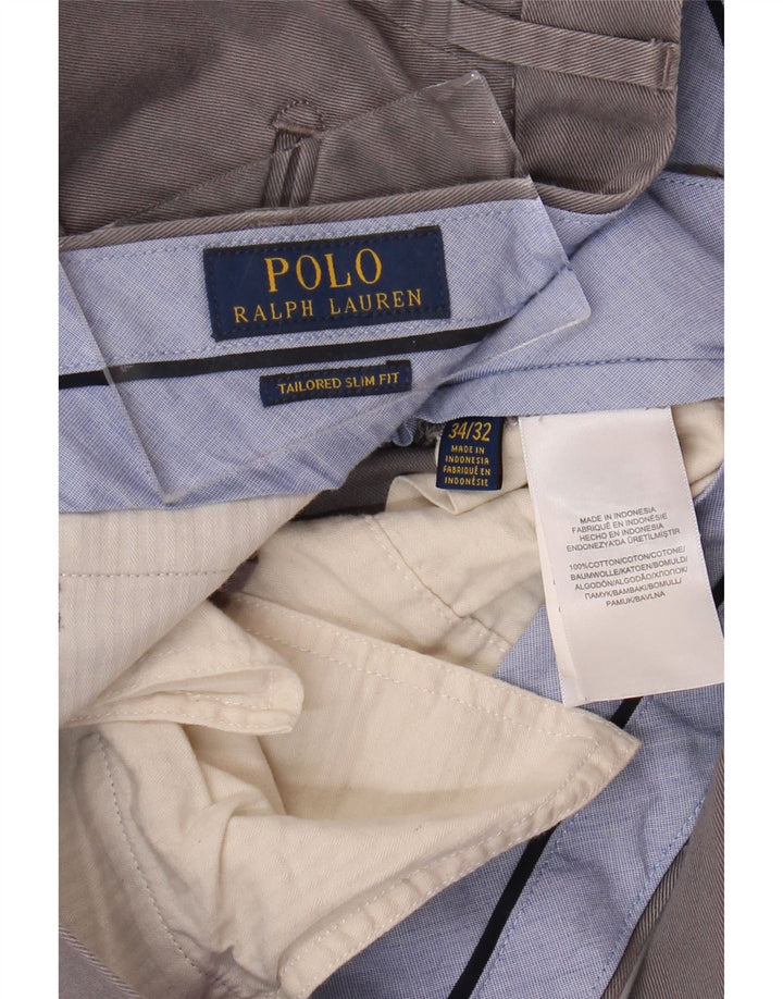 POLO RALPH LAUREN Męskie spodnie garniturowe slim fit W34 L32 Szara bawełna