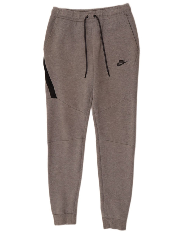 Męskie spodnie dresowe Nike Slim Fit Joggery, małe, szare, bawełniane z blokami kolorów