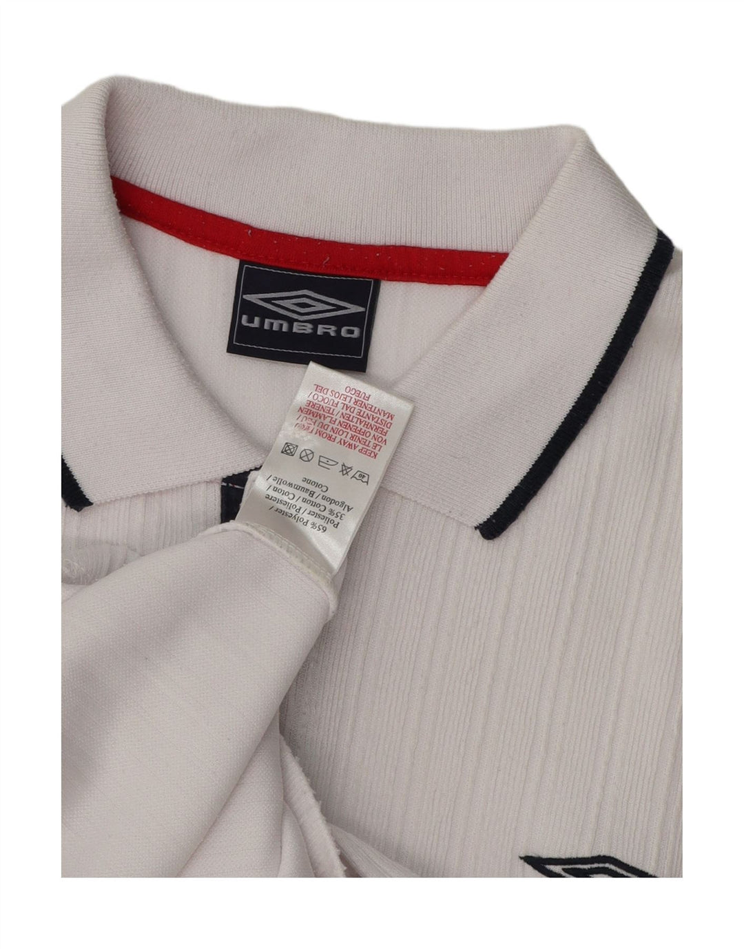 UMBRO Mens Relaxed Fit Polo Shirt Medium White Polyester