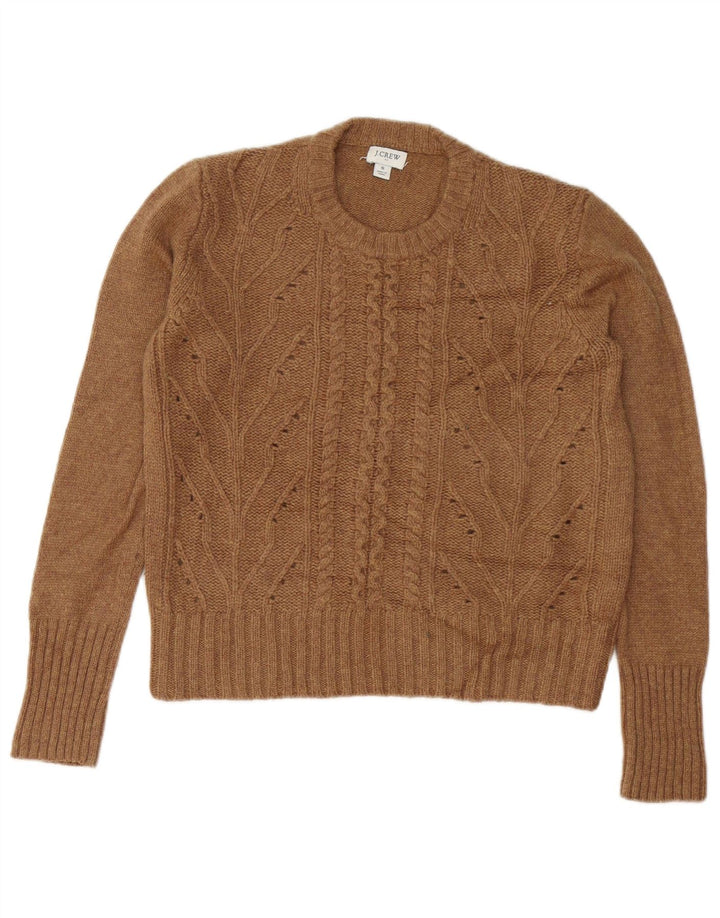 Damski sweter J. Crew z okrągłym dekoltem UK 10, mały, brązowy poliamid