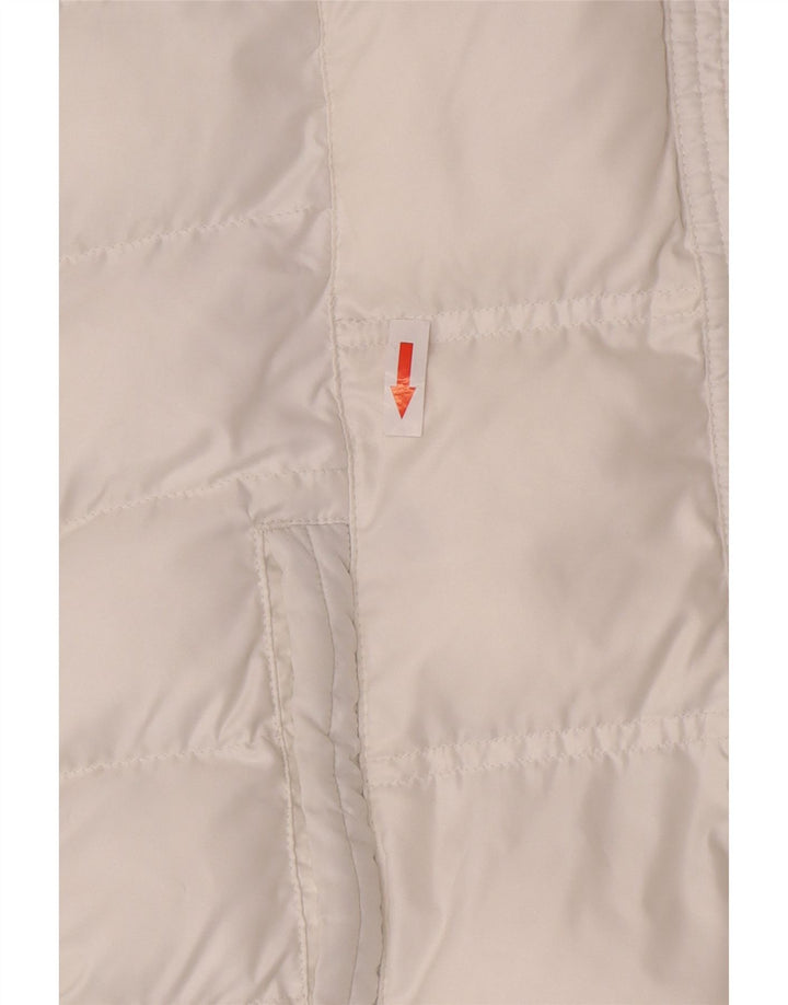 Damski płaszcz z kapturem, oversize, wyściełany Adidas UK 6 XS, biały poliester