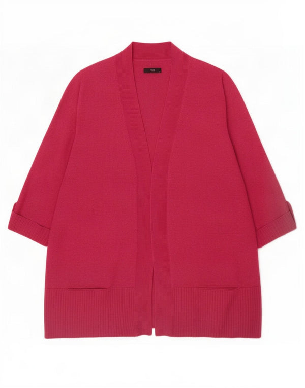 M&Co Damski sweter rozpinany z rękawami 3/4, UK 14, duży, różowy, wiskoza