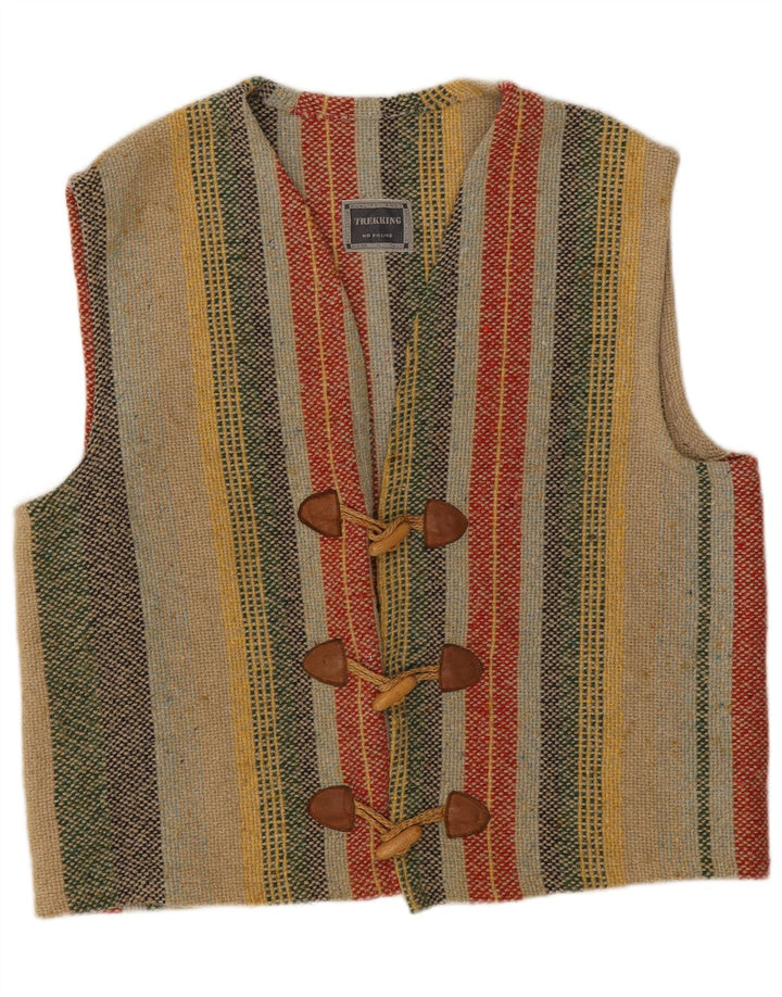 Vintage męska kamizelka, duża, wielokolorowa, akrylowa w paski