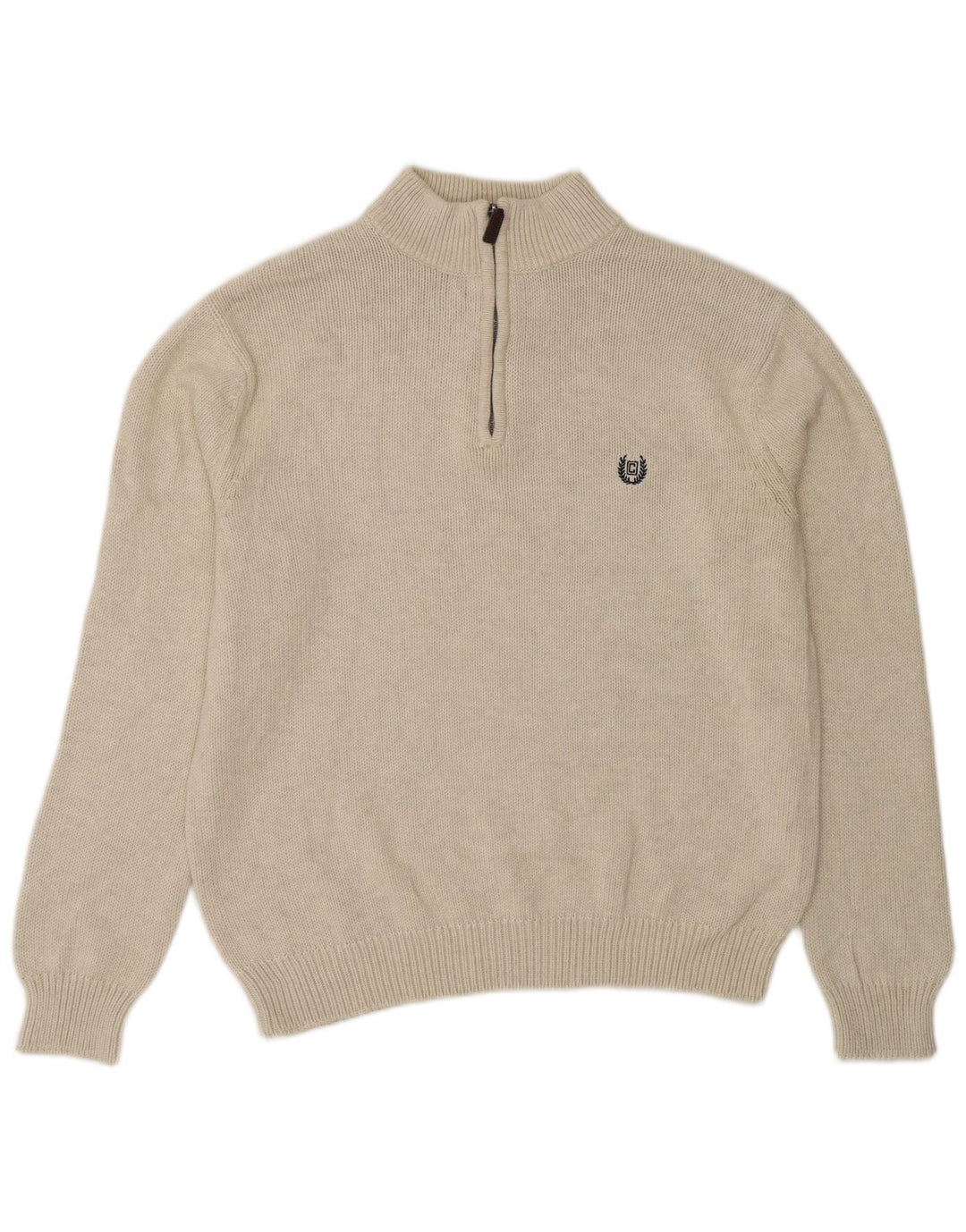 Męski sweter zapinany na zamek Chaps, duży, beżowy, bawełniany