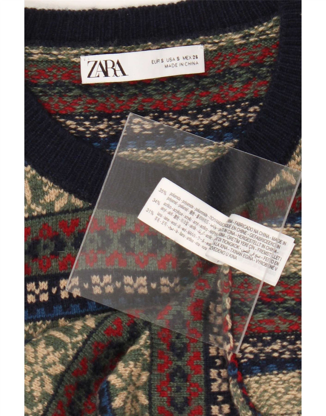 Sweter damski Zara Cardigan UK 10, mały, wielokolorowy, poliamid Fair Isle