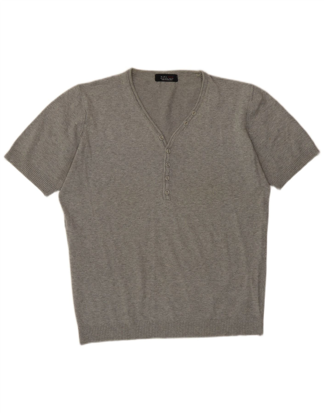 Męski sweter Zara z krótkim rękawem i dekoltem w kształcie litery V, XL, szary