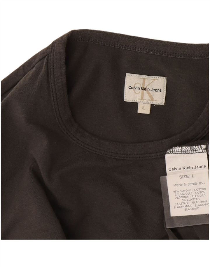 Męskie jeansy Calvin Klein z grafiką, długimi rękawami, duże, szare, bawełniane