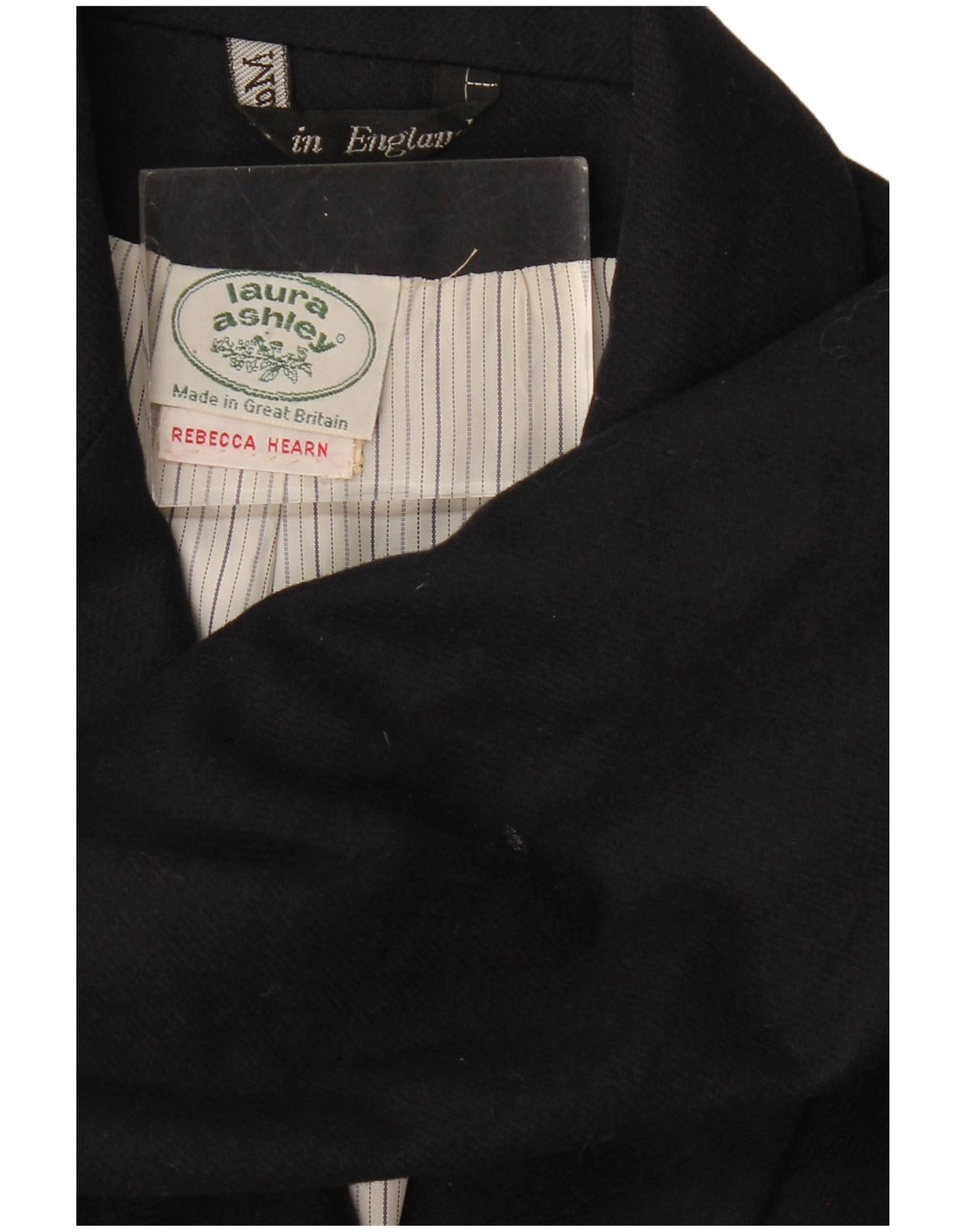 LAURA ASHLEY Damska marynarka dwurzędowa UK 14, średnia czarna wełna