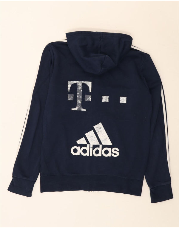 Męski sweter Adidas z grafiką i zamkiem błyskawicznym, średni granatowy, bawełniany blok kolorów