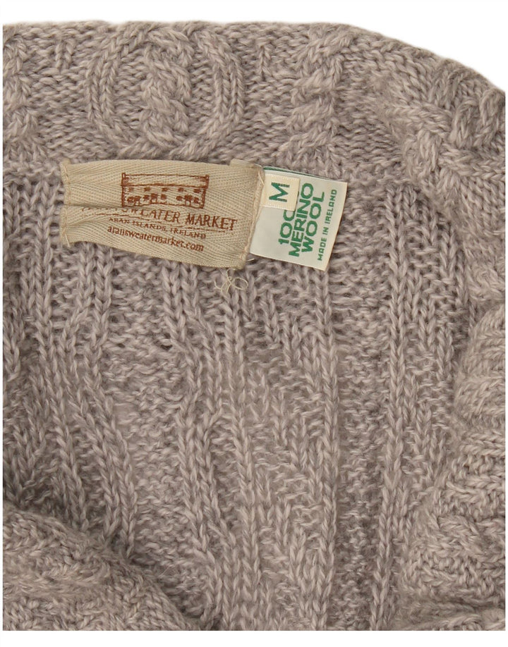 Damski sweter rozpinany o przedłużonym kroju Aran Crafts UK 12 Średni szary Wełna Merino