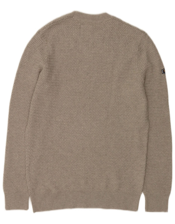 Męski sweter z okrągłym dekoltem Superdry, średnioszary, bawełniany
