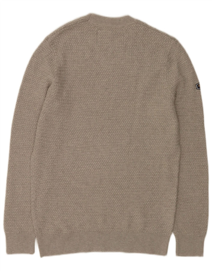 Męski sweter z okrągłym dekoltem Superdry, średnioszary, bawełniany