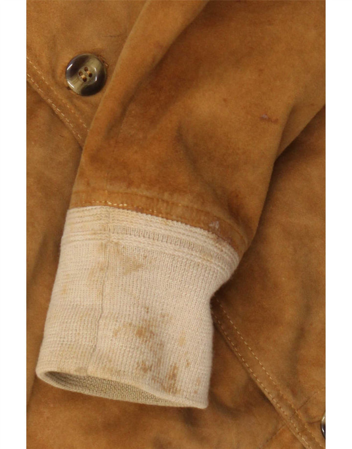 Męska zamszowa kurtka bomber w stylu vintage IT 52 XL Beżowa skóra