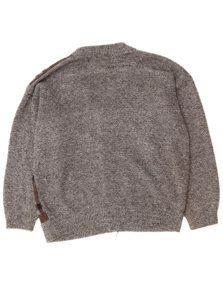 Męski sweter rozpinany VINTAGE 2XL Szary Argyle/Diamentowy Akryl