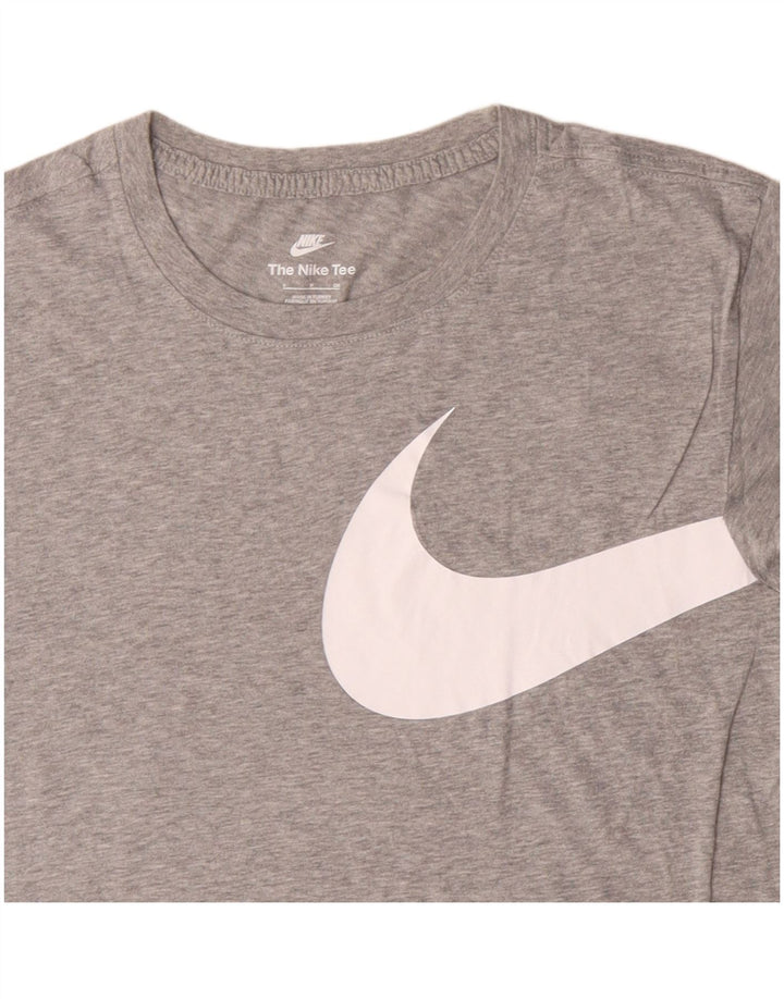 Męski T-shirt z grafiką NIKE, mały, szary, bawełniany w plamki