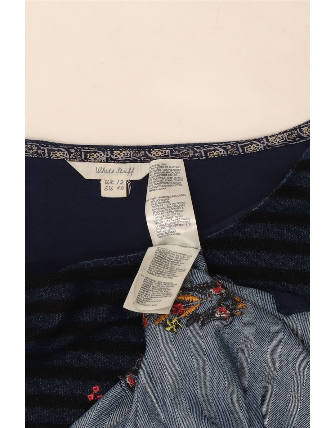 Damska sukienka typu shift z rękawem 3/4 White Stuff UK 12, średnie granatowe paski