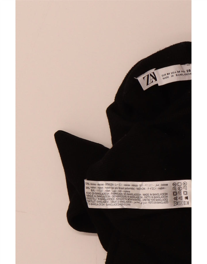 Damski sweter ZARA z okrągłym dekoltem UK 12, średnia czarna wiskoza