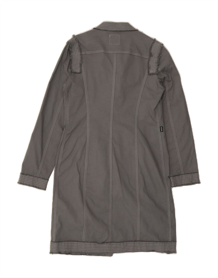 MOSCHINO Womens Overcoat UK 14 Medium Grey Cotton Modern Vintage Moschino and Second-Hand Moschino from Messina Hembry 
