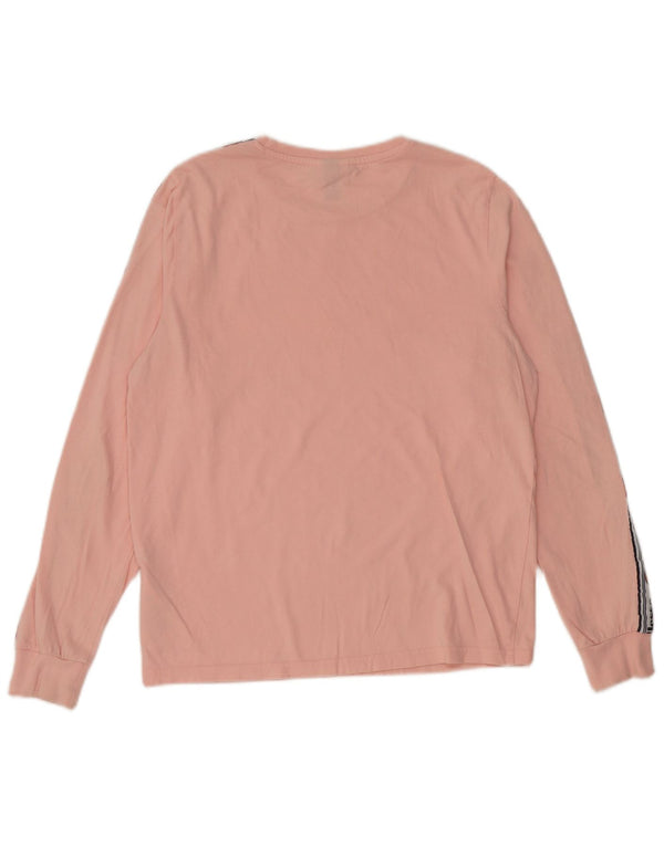 Damski top graficzny Ellesse z długim rękawem, UK 8, mały, różowy, bawełniany z blokami kolorów