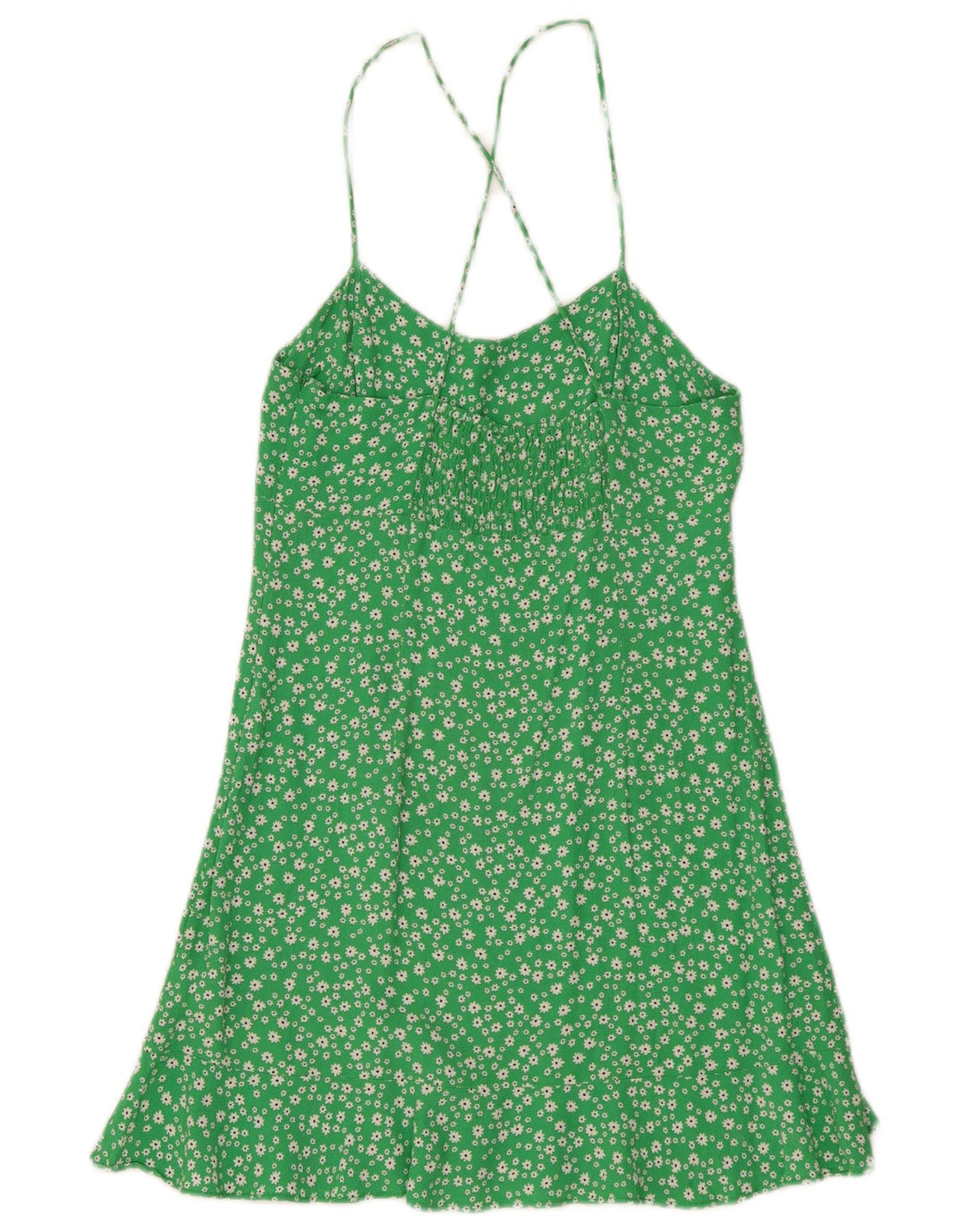 Damska sukienka Zara Sundress UK 12 Średnia zielona wiskoza w kwiaty