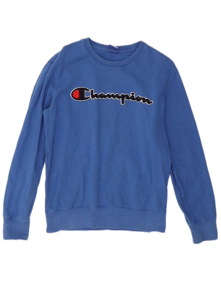 Męski sweter z grafiką Champion, średni niebieski