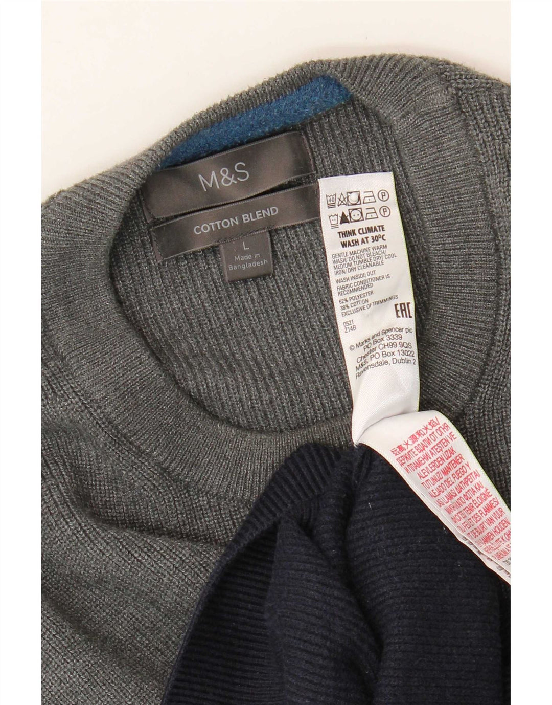 Marks & Spencer Męski sweter z okrągłym dekoltem, duże, wielokolorowe paski