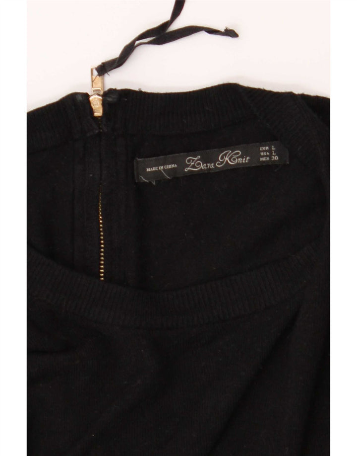 Sweter damski Zara z guzikami pod szyją UK 16, duży czarny