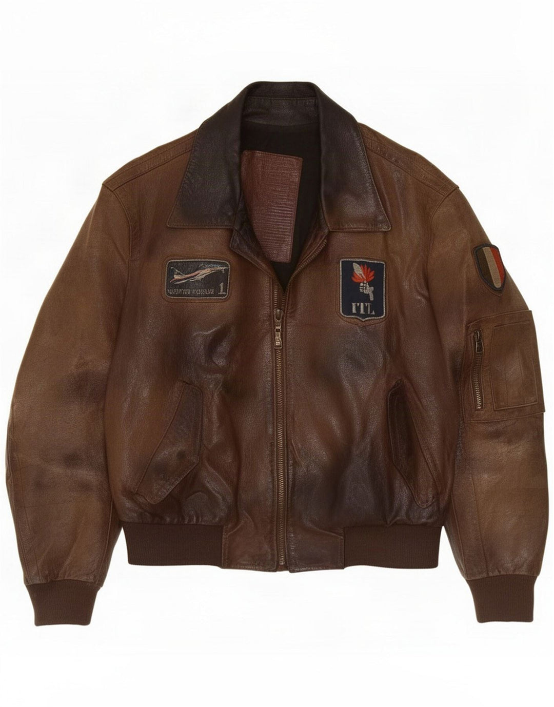 Vintage męska kurtka skórzana Flight IT 50 Large Brown