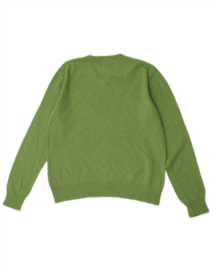 Męski sweter Kappa o regularnym kroju z dekoltem w kształcie litery V, mały, zielony, z owczej wełny
