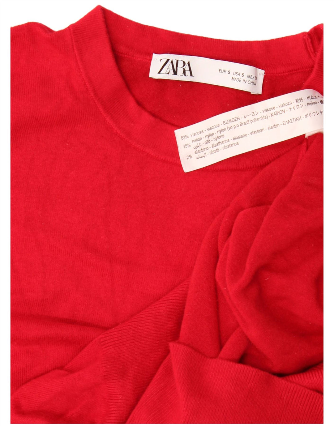 Damski sweter z okrągłym dekoltem Zara UK 10 Small Red Wiskoza