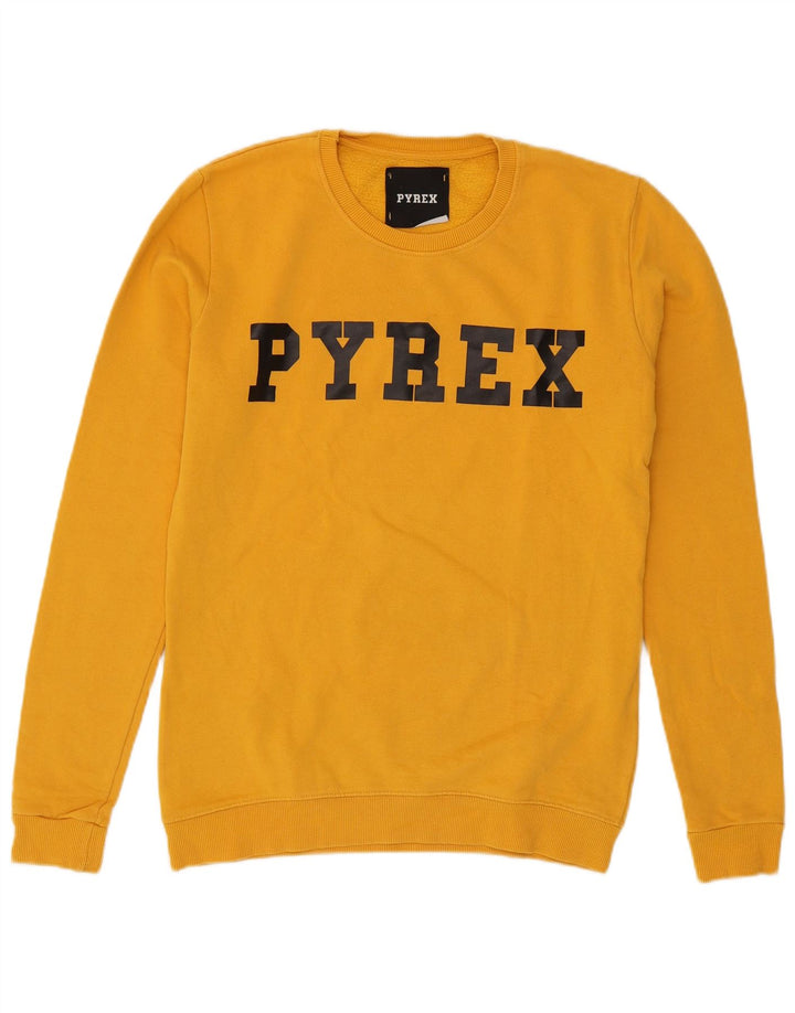 Męska bluza z grafiką Pyrex, mała, żółta bawełna