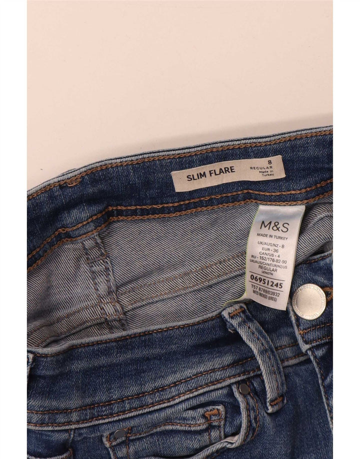 Marks & Spencer Damskie jeansy slim flared UK 8 Small W26 L34 Niebieskie bawełniane