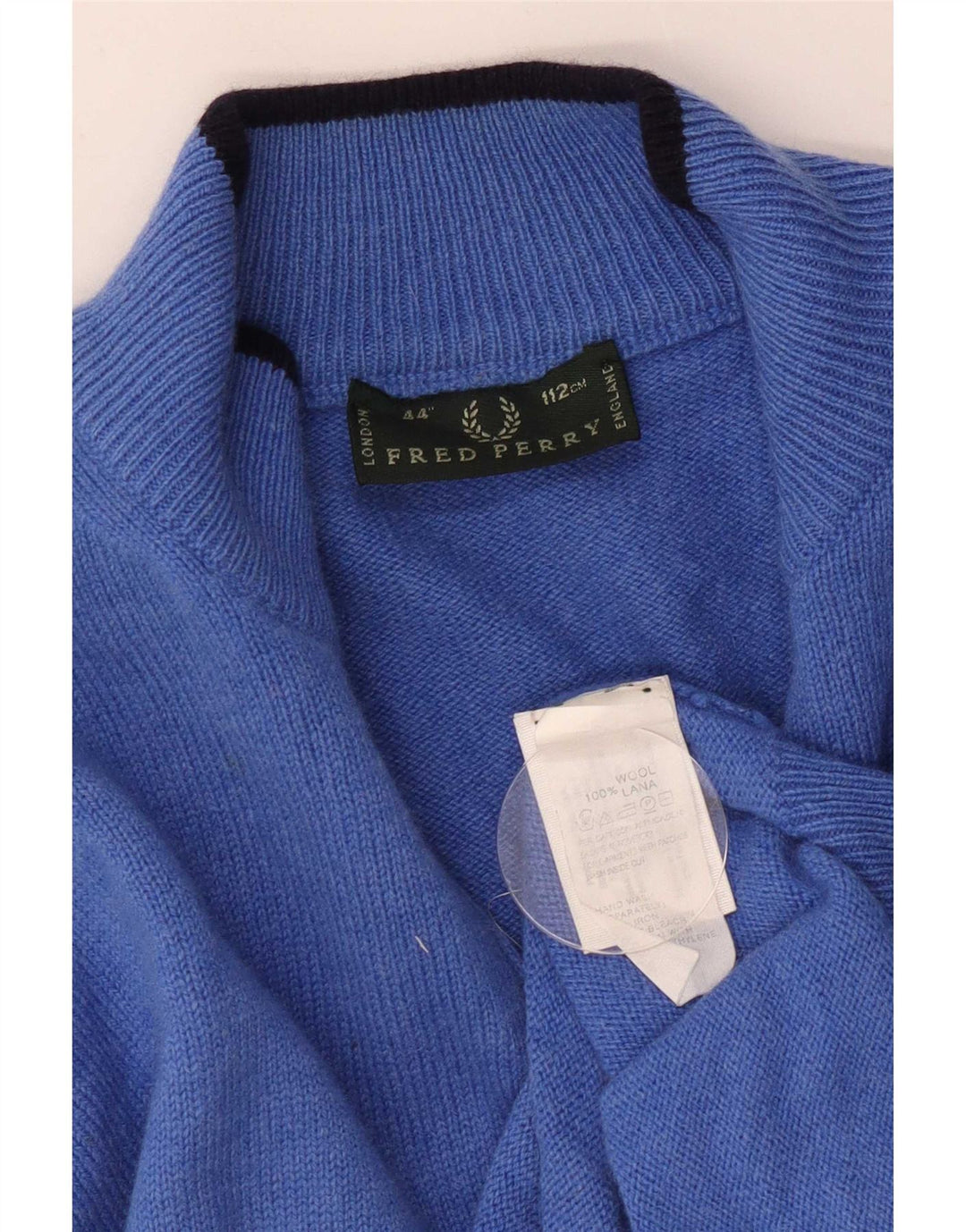 Męski sweter z zamkiem błyskawicznym Fred Perry, średnioniebieska wełna