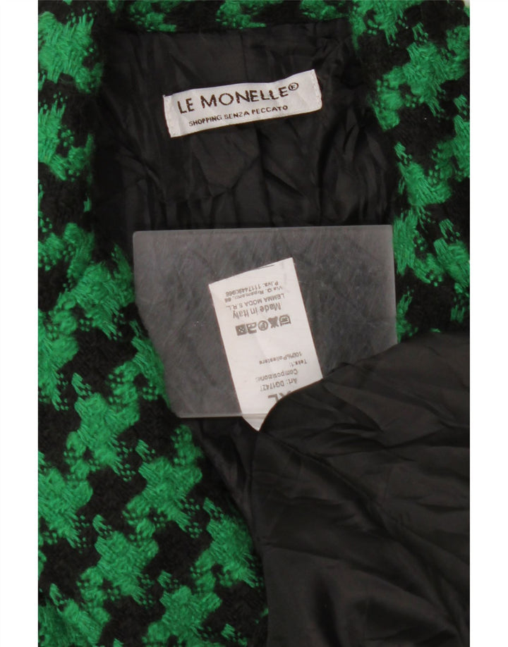 Damska marynarka VINTAGE zapinana na 2 guziki UK 18 XL, zielony poliester w pepitkę