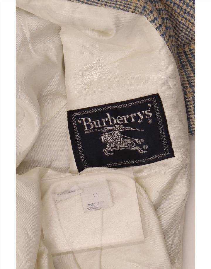 Damska marynarka Burberrys zapinana na 3 guziki UK 12, średnia niebieska pepitka