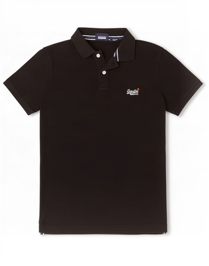 Męska koszulka polo Superdry, średnia czarna, bawełniana