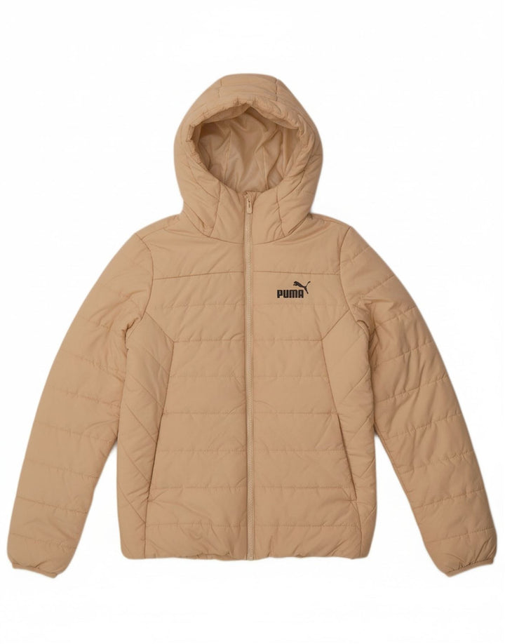 PUMA Womens Hooded Padded Jacket UK 10 Small Beige Polyester