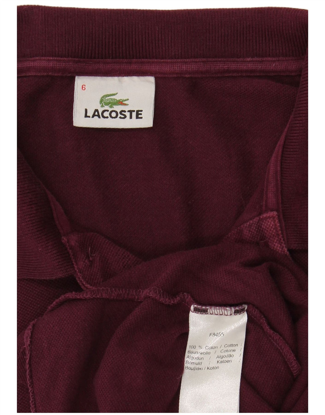 Męska koszulka polo LACOSTE, rozmiar 6 XL, bordowa bawełna