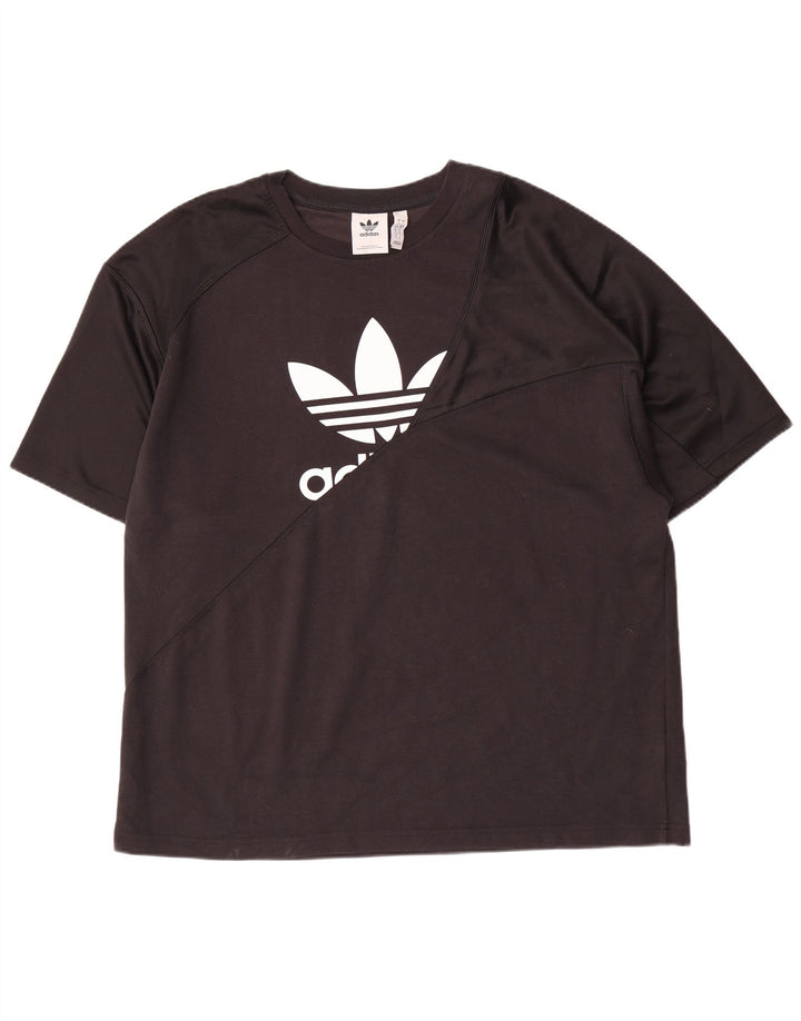Męska koszulka z grafiką Adidas, duża, czarna, poliestrowa
