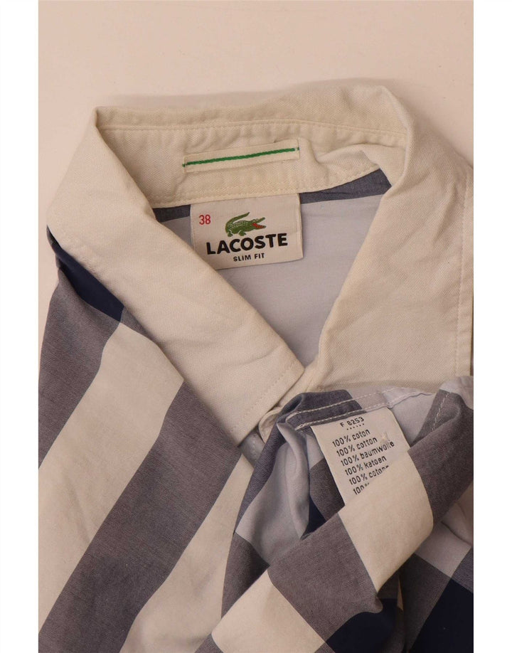 Koszula męska Lacoste Slim Fit, rozmiar 38, mała, bawełniana w niebieską kratkę