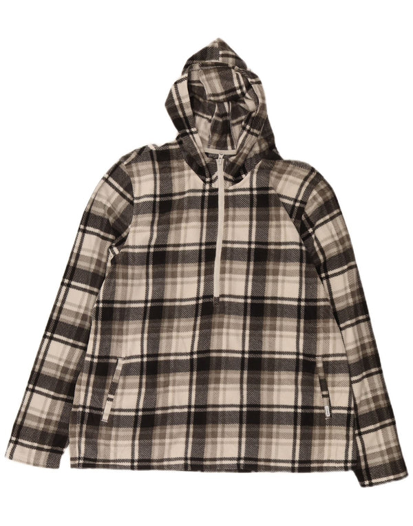 O'Neill Mens Hooded Zip Neck Fleece Jumper 2XL Grey Check Polyester