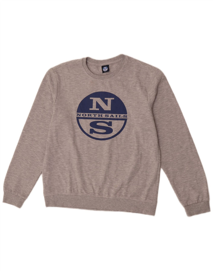 Męska bluza z grafiką North Sails, średnioszara, bawełniana w plamki