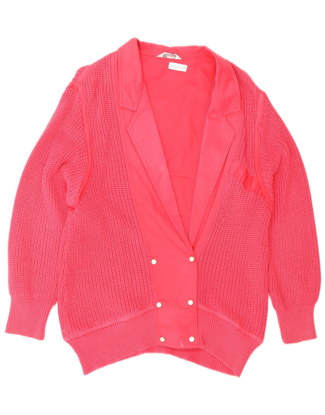 Vintage damski sweter rozpinany z podwójnymi piersiami IT 42 średni róż